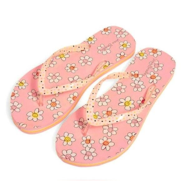 Vera Bradley Prairie Paisley Daisy Pink Smileys Flip Flops Sandals Size 5-6 NWT - Picture 4 of 6
